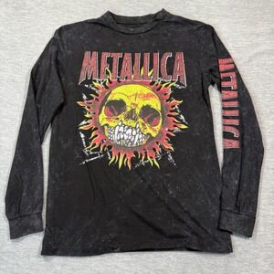 Metallica Long Sleeve Shirt Adult L Black Skull Graphic Heavy Metal Band 18x28